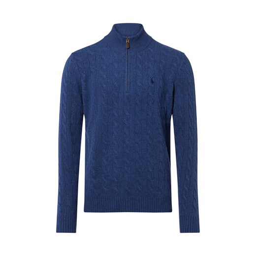 Polo Ralph Lauren Męska koszulka z dzianiny z zawartością kaszmiru Mężczyźni Wełna granatowy jednolity ze sklepu vangraaf w kategorii Swetry męskie - zdjęcie 184929001