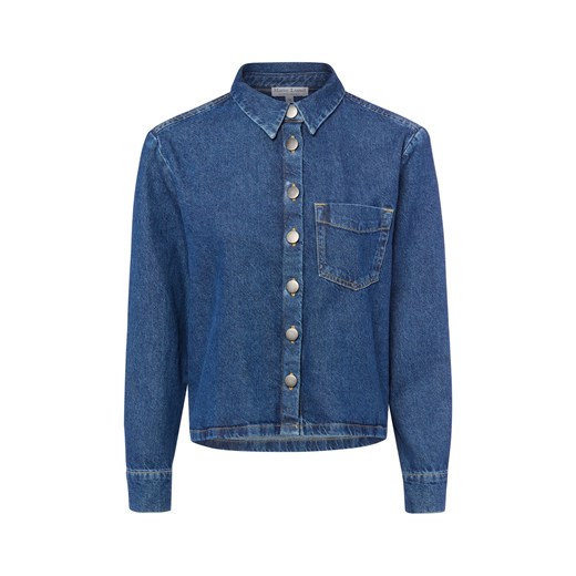 Marie Lund Dżinsowa bluzka damska - Birgit Kobiety Bawełna blue stone jednolity ze sklepu vangraaf w kategorii Koszule damskie - zdjęcie 184929011