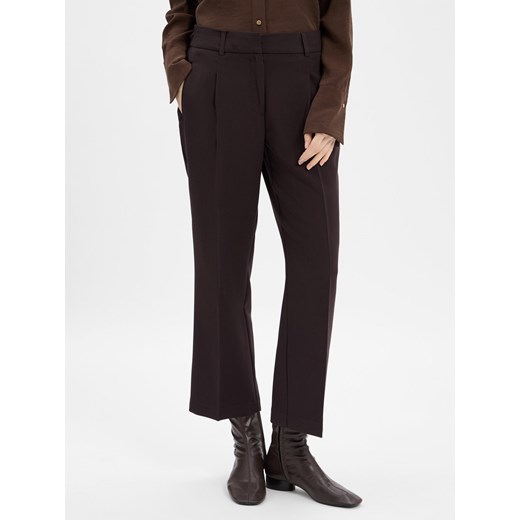 Opus Damskie spodnie plisowane - Meeri city Kobiety czekoladowy jednolity Opus 42 vangraaf