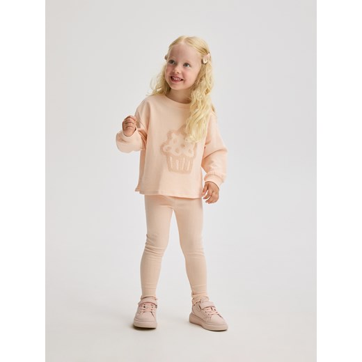 Reserved - Prążkowane legginsy - pastelowy róż Reserved 110 (4-5 lat) Reserved