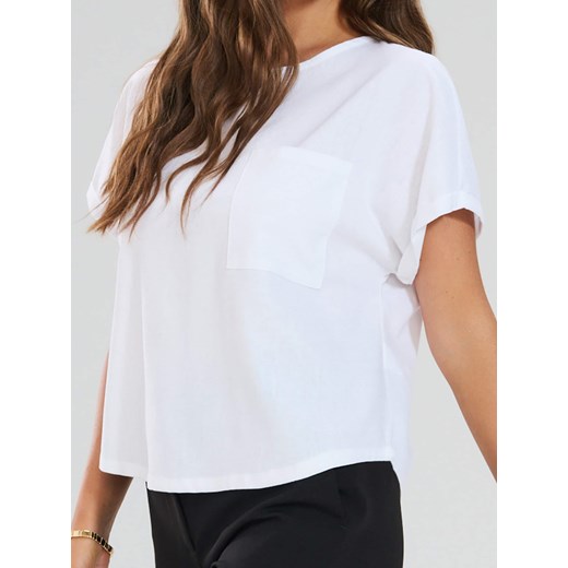 Sinsay - Wiskozowa bluzka z ozdobną kieszonką - biały Sinsay XS Sinsay