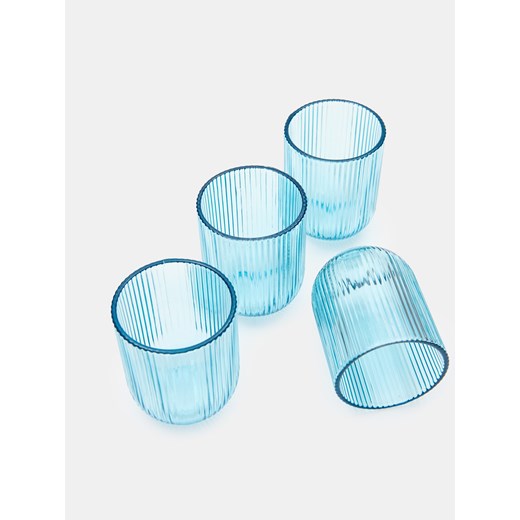 Sinsay - Ryflowane szklanki 4 pack - niebieski Sinsay One Size Sinsay