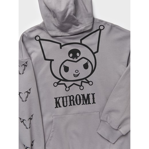 Sinsay - Bawełniana bluza z kapturem Kuromi - szary Sinsay 134 (8-9 l) Sinsay