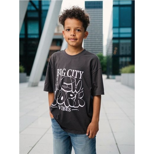 Sinsay - Koszulka oversize - szary ze sklepu Sinsay w kategorii T-shirty chłopięce - zdjęcie 184934524