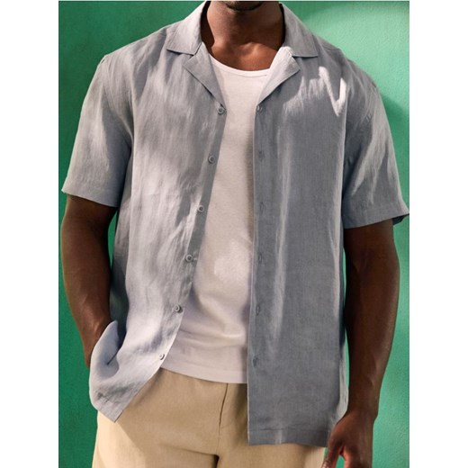 Sinsay - Lniana koszula - niebieski ze sklepu Sinsay w kategorii Koszule męskie - zdjęcie 184934611