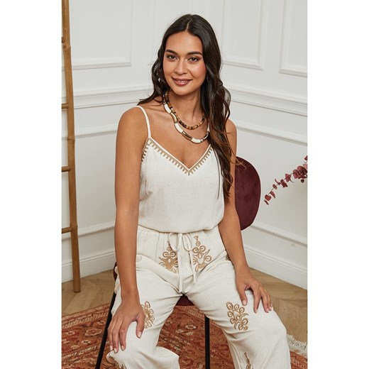 La Compagnie Du Lin Top w kolorze kremowym ze sklepu Limango Polska w kategorii Bluzki damskie - zdjęcie 184938101