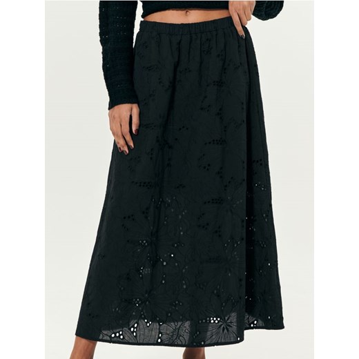 Sinsay - Ażurowa spódnica midi - czarny Sinsay XS okazja Sinsay
