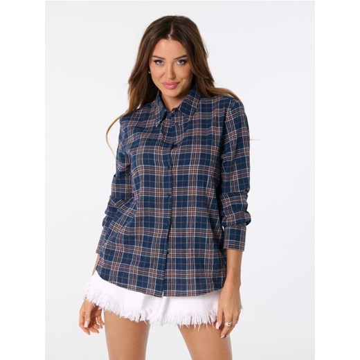 Sinsay - Bawełniana koszula w kratę - granatowy ze sklepu Sinsay w kategorii Koszule damskie - zdjęcie 184940790