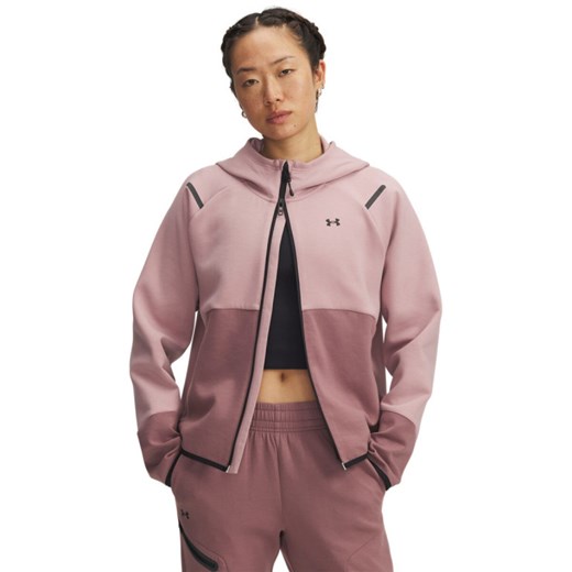 Damska bluza treningowa rozpinana z kapturem Under Armour Unstoppable Fleece FZ - różowa ze sklepu Sportstylestory.com w kategorii Bluzy damskie - zdjęcie 184941242