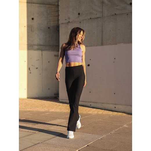 Damski crop top 4F 4FWSS24TSLEF066 - niebieski ze sklepu Sportstylestory.com w kategorii Bluzki damskie - zdjęcie 184941293