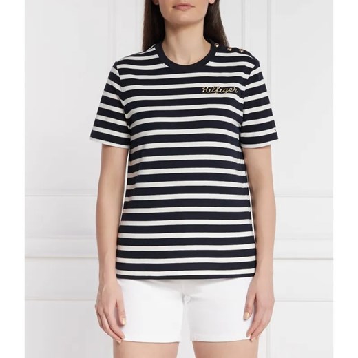 Tommy Hilfiger T-shirt GOLD BUTTON C-NK SS | Regular Fit ze sklepu Gomez Fashion Store w kategorii Bluzki damskie - zdjęcie 184943164