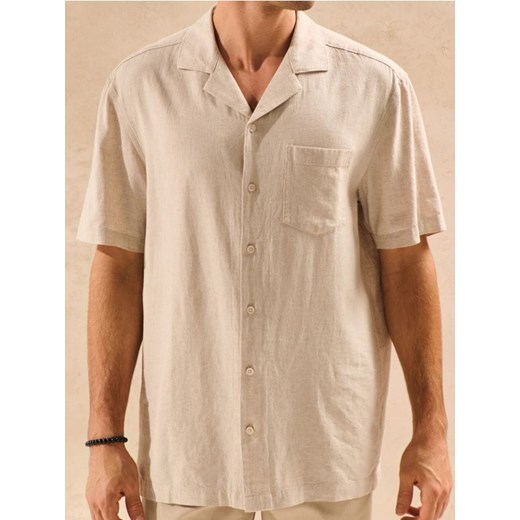 Sinsay - Koszula z domieszką lnu - beżowy ze sklepu Sinsay w kategorii Koszule męskie - zdjęcie 184949663