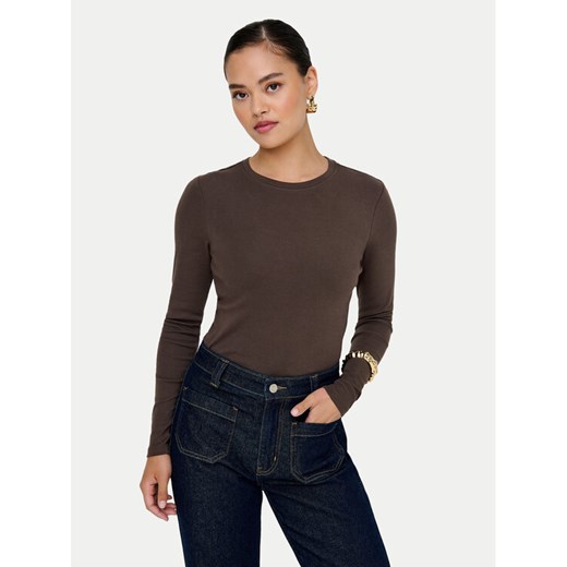 ONLY Bluzka Riley 15323159 Brązowy Slim Fit ze sklepu MODIVO w kategorii Bluzki damskie - zdjęcie 184950200
