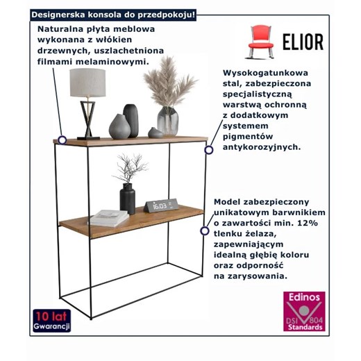 Nowoczesna konsola pod lustro dąb lancelot + czarny - Rage 4X Elior One Size Edinos.pl