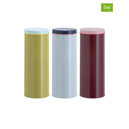 Remember Pojemniki (3 szt.) w kolorze brązowo-zielono-bordowym - wys. 27,4 x Ø 10 cm ze sklepu Limango Polska w kategorii Pojemniki kuchenne - zdjęcie 184955413