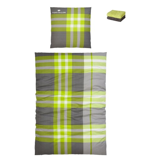 Tom Tailor home Komplet pościeli flanelowej &quot;Nick&quot; w kolorze zielono-szarym - 200 x 135 cm ze sklepu Limango Polska w kategorii Pościele - zdjęcie 184955612