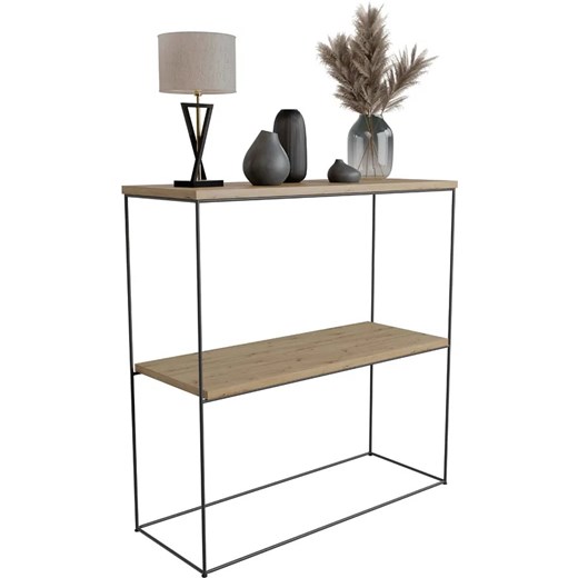 Klasyczna konsola do przedpokoju dąb artisan + czarny  P8-W51 ze sklepu Edinos.pl w kategorii Konsole - zdjęcie 184957113