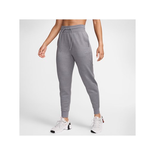 Damskie joggery 7/8 z wysokim stanem Nike Therma-FIT One - Szary ze sklepu Nike poland w kategorii Spodnie damskie - zdjęcie 184957171