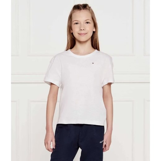 Tommy Hilfiger T-shirt | Regular Fit | z dodatkiem lnu ze sklepu Gomez Fashion Store w kategorii Bluzki dziewczęce - zdjęcie 184960340