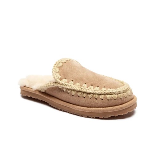 MOU Skórzane obuwie domowe FULL ESKIMO STITCH | z dodatkiem wełny ze sklepu Gomez Fashion Store w kategorii Kapcie damskie - zdjęcie 184962401