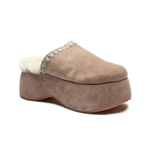 MOU Skórzane mule CHUNKY | z dodatkiem wełny ze sklepu Gomez Fashion Store w kategorii Klapki damskie - zdjęcie 184962444