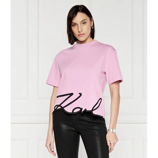 Karl Lagerfeld T-shirt Signature Hem | Relaxed fit ze sklepu Gomez Fashion Store w kategorii Bluzki damskie - zdjęcie 184968933