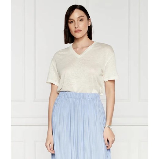 Samsøe Samsøe Lniany t-shirt saeli | Regular Fit ze sklepu Gomez Fashion Store w kategorii Bluzki damskie - zdjęcie 184970584