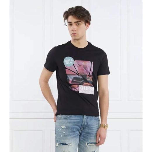 GUESS T-shirt SUNSET FLOWER | Slim Fit ze sklepu Gomez Fashion Store w kategorii T-shirty męskie - zdjęcie 184972062