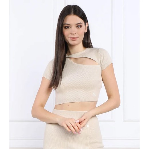 Calvin Klein Jeans Top ASYM CUT OUT KNITTED TOP | Slim Fit ze sklepu Gomez Fashion Store w kategorii Bluzki damskie - zdjęcie 184972250