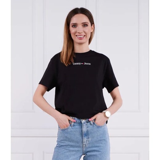 Tommy Jeans T-shirt SERIF LINEAR | Regular Fit ze sklepu Gomez Fashion Store w kategorii Bluzki damskie - zdjęcie 184972544