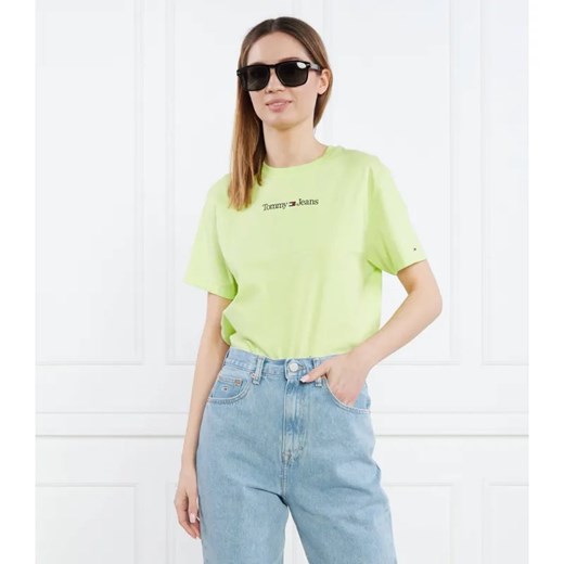 Tommy Jeans T-shirt SERIF LINEAR | Regular Fit ze sklepu Gomez Fashion Store w kategorii Bluzki damskie - zdjęcie 184972834