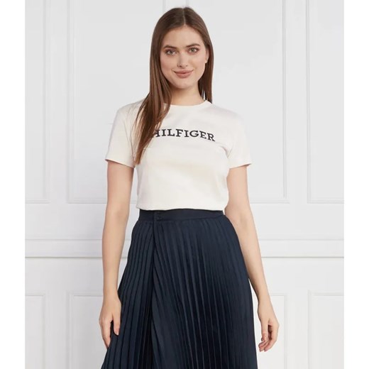 Tommy Hilfiger T-shirt MONOTYPE PRINT C-NK SS | Slim Fit ze sklepu Gomez Fashion Store w kategorii Bluzki damskie - zdjęcie 184973070