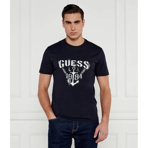 GUESS T-shirt Marine | Slim Fit ze sklepu Gomez Fashion Store w kategorii T-shirty męskie - zdjęcie 184974320