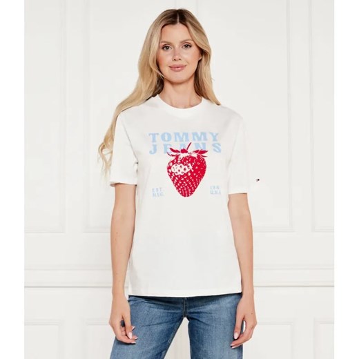 Tommy Jeans T-shirt STRAWBERRY | Relaxed fit ze sklepu Gomez Fashion Store w kategorii Bluzki damskie - zdjęcie 184974423