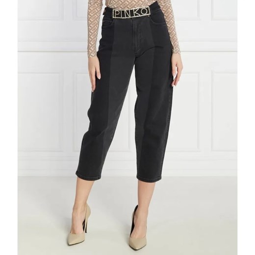 Pinko Jeansy MADDIE BELT MOM FIT DENIM BLA | Regular Fit ze sklepu Gomez Fashion Store w kategorii Jeansy damskie - zdjęcie 184975300