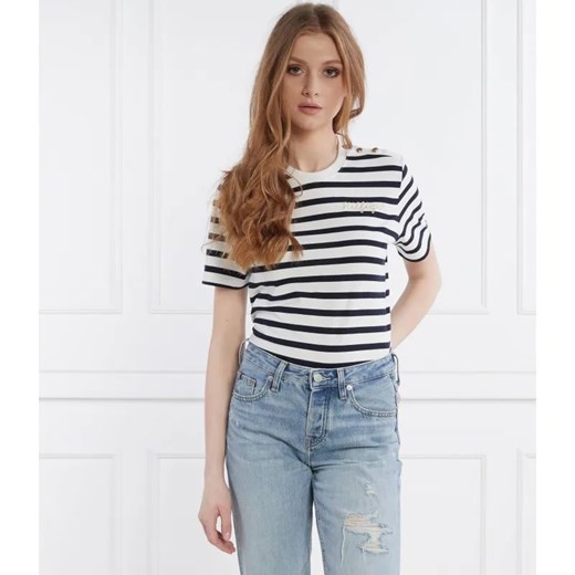 Tommy Hilfiger T-shirt GOLD BUTTON C-NK SS | Regular Fit ze sklepu Gomez Fashion Store w kategorii Bluzki damskie - zdjęcie 184976001