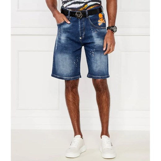 Philipp Plein Jeansowe szorty Formentera Fit Skull&Bones | Regular Fit ze sklepu Gomez Fashion Store w kategorii Spodenki męskie - zdjęcie 184976273