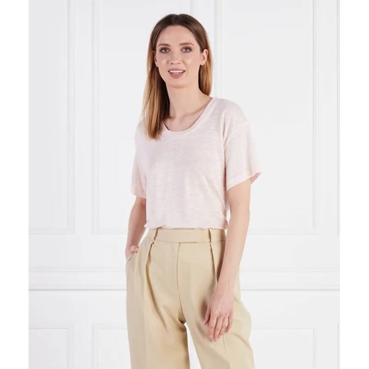 Samsøe Samsøe Lniany t-shirt | Regular Fit ze sklepu Gomez Fashion Store w kategorii Bluzki damskie - zdjęcie 184976383