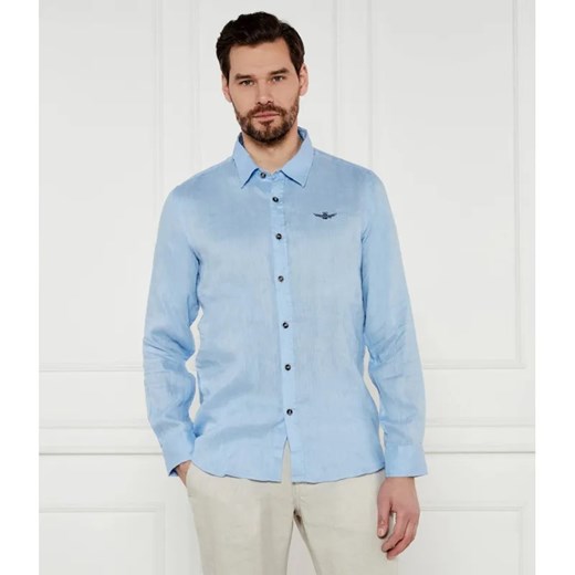 Aeronautica Militare Lniana koszula | Regular Fit ze sklepu Gomez Fashion Store w kategorii Koszule męskie - zdjęcie 184976684