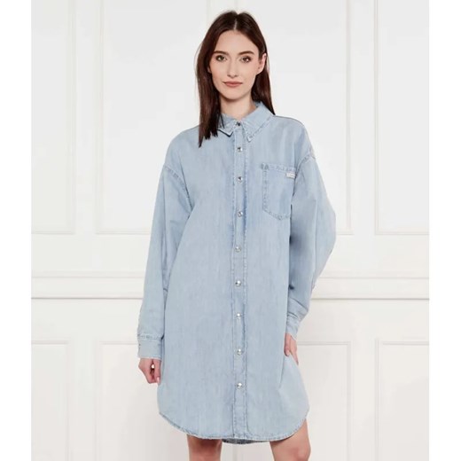 Calvin Klein Jeans Jeansowa sukienka | z dodatkiem lnu ze sklepu Gomez Fashion Store w kategorii Sukienki - zdjęcie 184978183