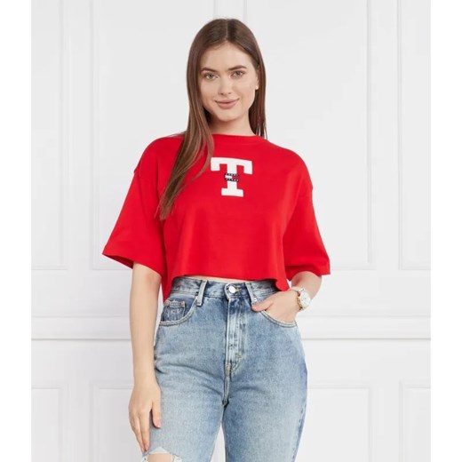 Tommy Jeans T-shirt TJW OVR CRP LETTERMAN FLAG TEE | Cropped Fit Tommy Jeans XL okazja Gomez Fashion Store