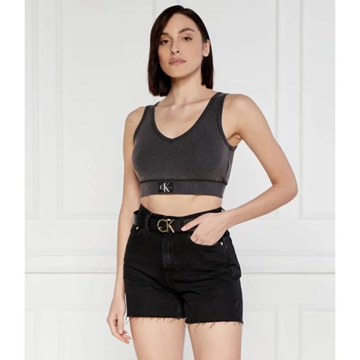Calvin Klein Jeans Top LABEL WASHED | Cropped Fit ze sklepu Gomez Fashion Store w kategorii Bluzki damskie - zdjęcie 184979782
