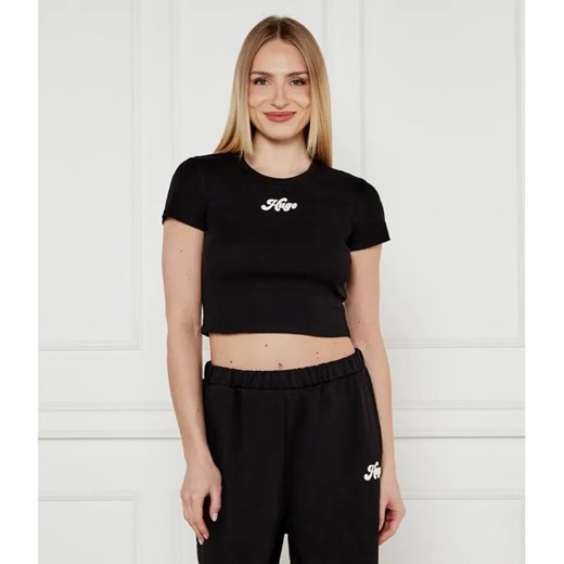 HUGO T-shirt Delanor_2 | Cropped Fit ze sklepu Gomez Fashion Store w kategorii Bluzki damskie - zdjęcie 184980120