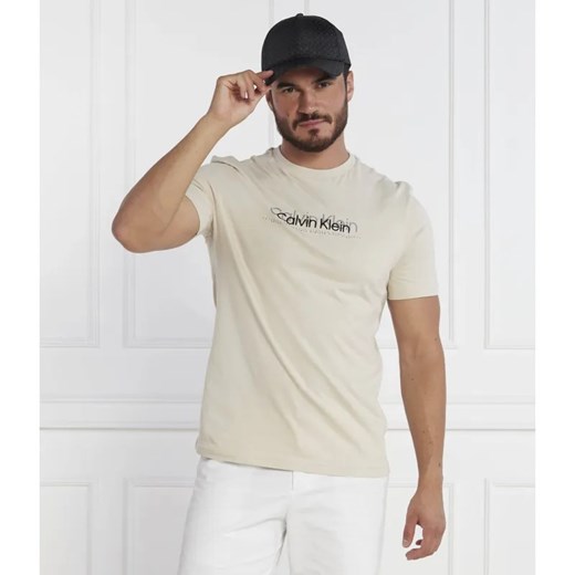Calvin Klein T-shirt DOUBLE FLOCK LOGO | Regular Fit ze sklepu Gomez Fashion Store w kategorii T-shirty męskie - zdjęcie 184982893
