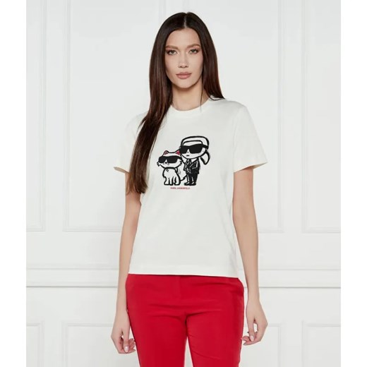Karl Lagerfeld T-shirt IKON SKETCH DUO | Regular Fit ze sklepu Gomez Fashion Store w kategorii Bluzki damskie - zdjęcie 184983444