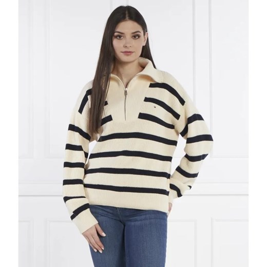 Tommy Hilfiger Sweter CO CARDI STITCH 1/2 ZIP SWT | Loose fit ze sklepu Gomez Fashion Store w kategorii Swetry damskie - zdjęcie 184983812