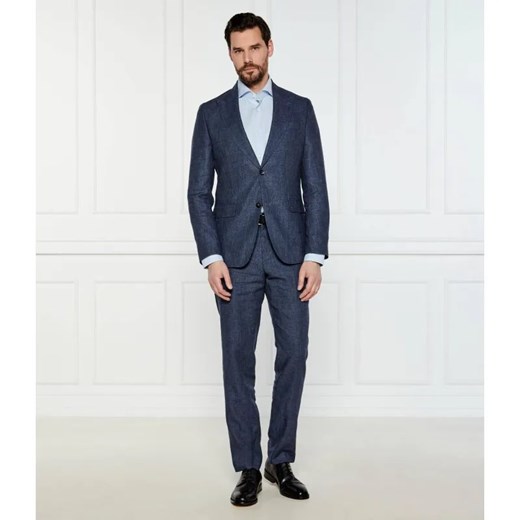 BOSS BLACK Lniany garnitur C-Huge-2Pcs-Peak-252 | Slim Fit | z dodatkiem wełny ze sklepu Gomez Fashion Store w kategorii Garnitury męskie - zdjęcie 184986224
