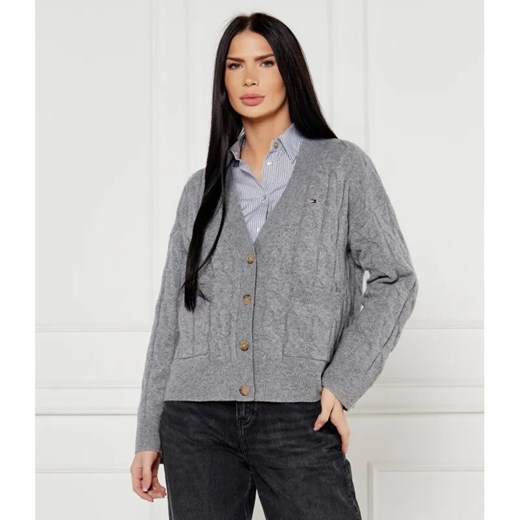 Tommy Hilfiger Wełniany kardigan | Regular Fit ze sklepu Gomez Fashion Store w kategorii Swetry damskie - zdjęcie 184987503