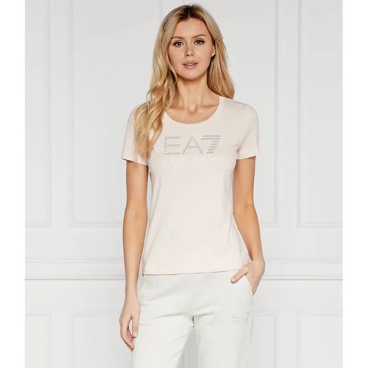 EA7 T-shirt | Regular Fit | stretch ze sklepu Gomez Fashion Store w kategorii Bluzki damskie - zdjęcie 184987534