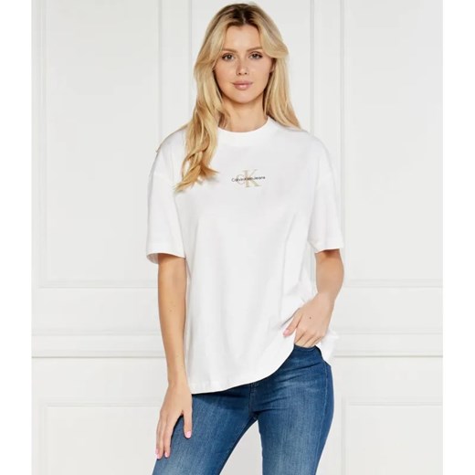 Calvin Klein Jeans T-shirt MONOLOGO | Regular Fit ze sklepu Gomez Fashion Store w kategorii Bluzki damskie - zdjęcie 184987603